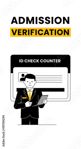 Admission Verification Service Representative at the ID Check Counter Provides Validation