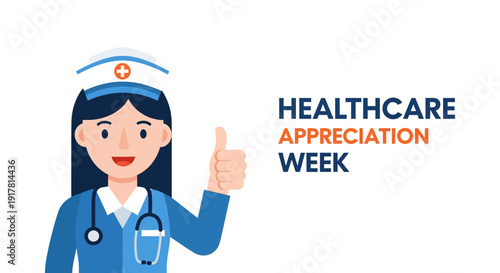 Cheerful Nurse Symbolizes Healthcare Appreciation Week Celebration Affirmative Gesture