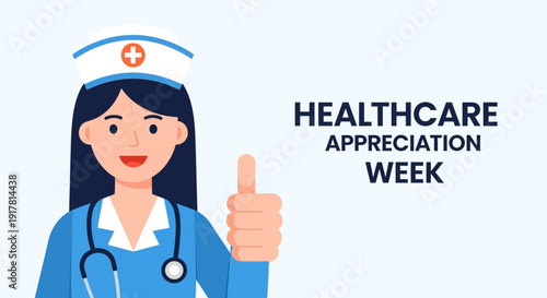 Cheerful Nurse Shows Approval for Healthcare Appreciation Week Celebration