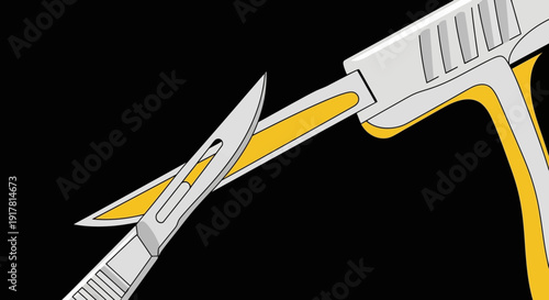 Abstract Illustration of Surgical Scalpels on Dark Background, Artistic Conceptual Design