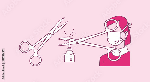 Conceptual Illustration Depicting Medical Procedures and Healthcare in Minimalist Style