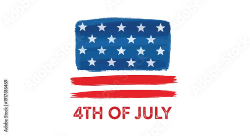American Independence Day icon with patriotic flag design and 4th of July text, vector illustration