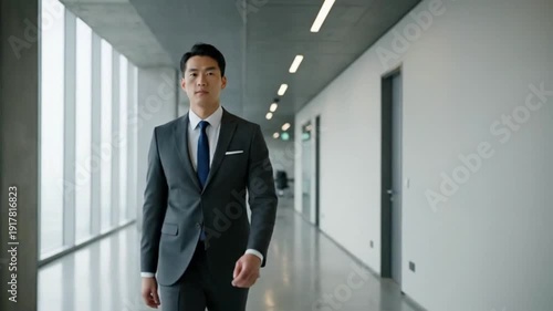 Wallpaper Mural Confident businessman walking down modern office corridor Torontodigital.ca