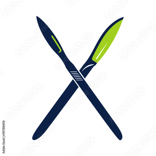 Crossed Scalpels Depicting Surgical Precision and Advanced Medical Procedures in Healthcare
