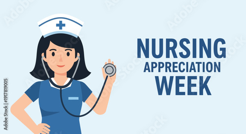Dedicated Nurse Showcasing Nursing Appreciation Week with Medical Equipment Illustration