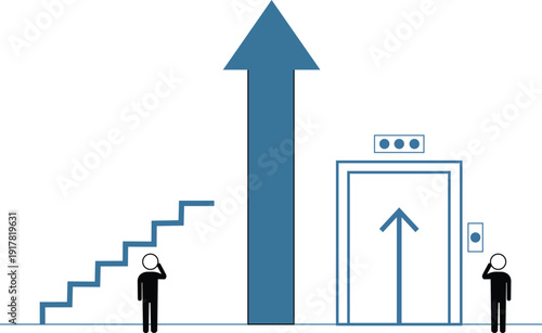 Minimalist Flat Choice Illustration for Problem Solving and Strategy Design, contrast between physical effort and convenience in modern environments.
