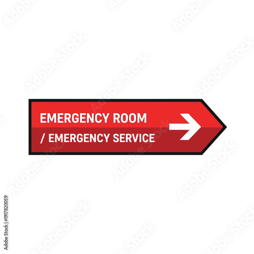 Directional Signage Highlighting Emergency Room Access with Contemporary Graphic Design Element