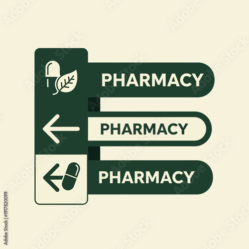 Directional Signage Highlighting Pharmacy Services And Essential Healthcare Guidance For Patients
