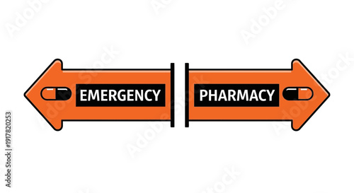Directional Signs Guiding Towards Emergency Medical Care and Pharmacy Services