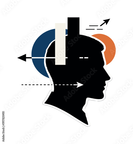 Mysterious Shadow Silhouette. Shadow figure profile portrayed as a mysterious human silhouette, black and