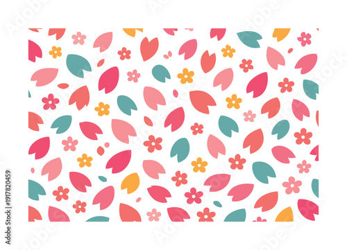 falling sakura petals motif seamless pattern repeating pattern surface design textile print soft color palette