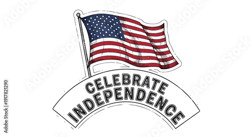 American independence day icon with flag and celebrate independence banner