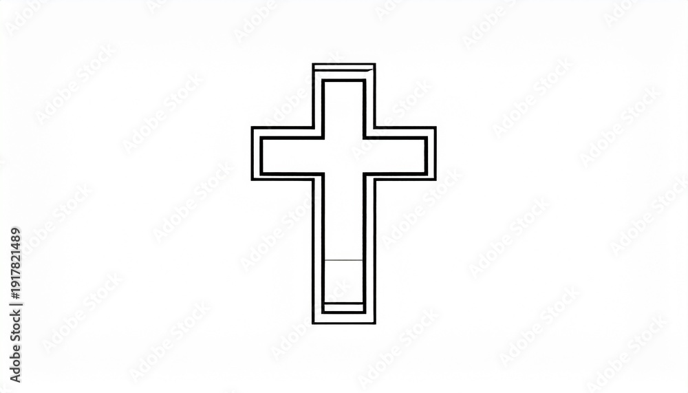 Obraz premium Minimalist black cross symbol isolated on white background for religious design