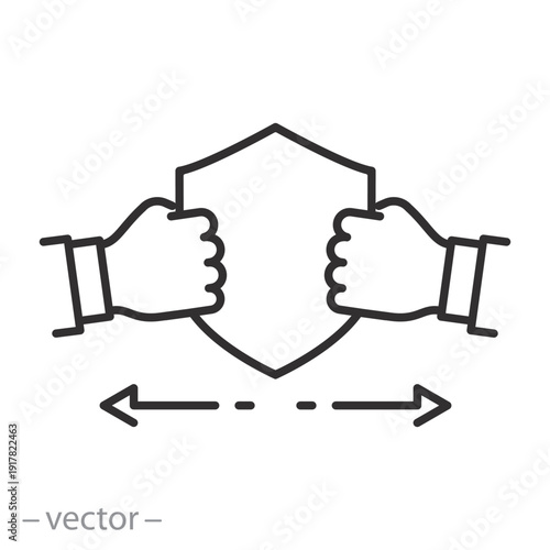 Vászonkép tear proof icon, concept of dense and strong material, protection against stretc