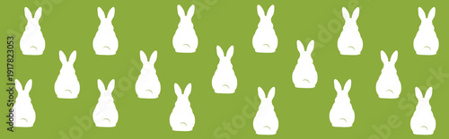 Repeating white bunny silhouettes for Easter and spring surface print used on wrapping paper fabric wallpaper stationery gift packaging nursery decor party supplies and seasonal promotions