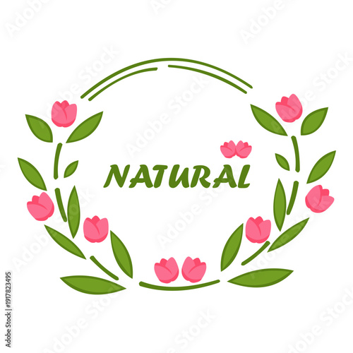 Eco natural flower badge vector