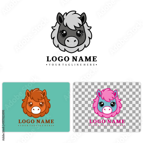 Cute Pony Head Logo Mascot for Icons & Avatars - Vector Illustration