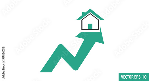 Green Arrow Graph with House Icon.