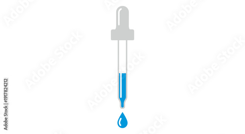 Pipette Dropping Blue Liquid Single Drop.