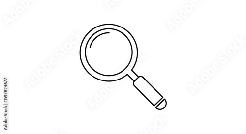 Simple Line Drawing of Magnifying Glass.