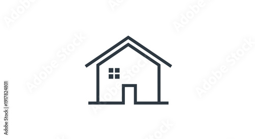 Simple House Icon with Gabled Roof 1.
