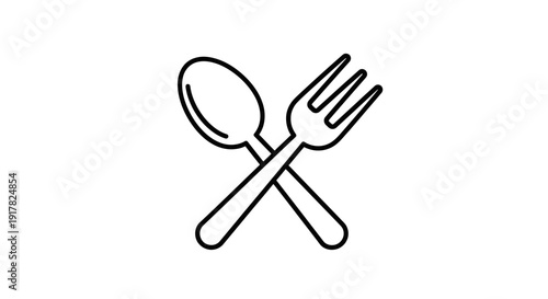 Crossed Spoon and Fork Illustration.
