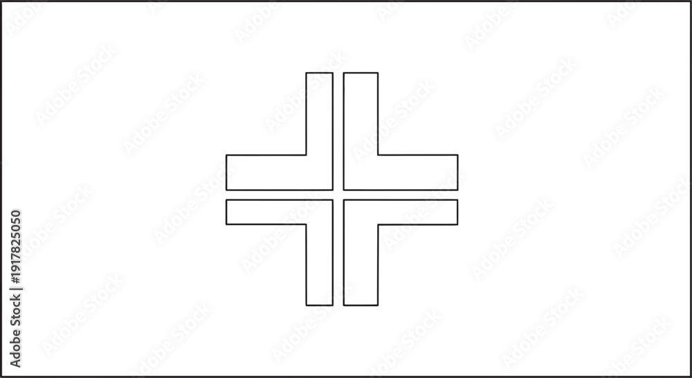 Fototapeta premium Simple Black Cross Symbol on White.