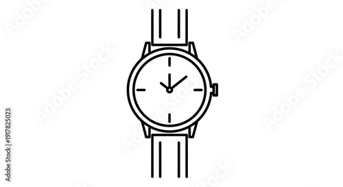 Simple Black and White Wrist Watch Illustration.