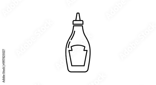 Simple Line Drawing of Ketchup Bottle.