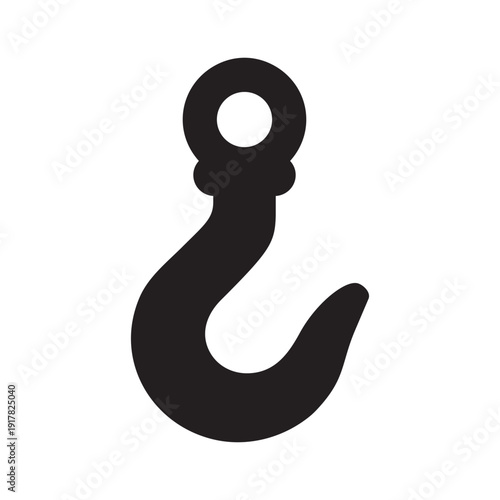 Heavy Duty Industrial Crane Hook Silhouette Icon