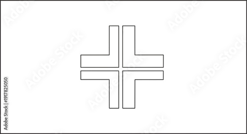 Simple Black Cross Symbol on White.