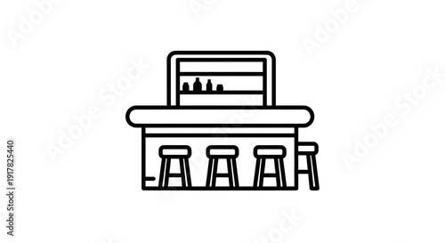 Simple Line Illustration of a Bar Counter.