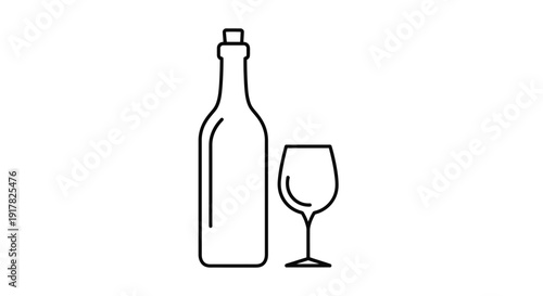Wine Bottle and Wine Glass Illustration 2.