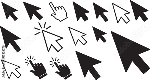 Collection of various computer mouse cursor icons and pointers