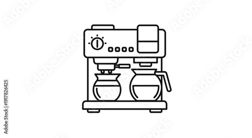 Simple Line Drawing of Coffee Machine.