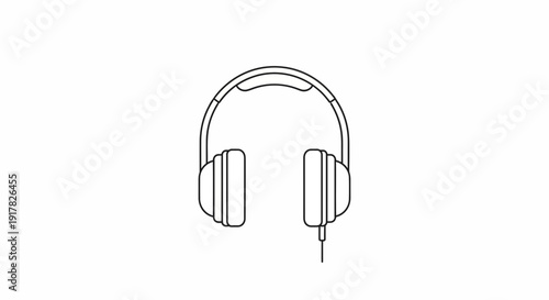 Simple Line Drawing of Headphones.