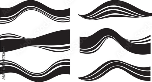 Black and white abstract wave design elements collection