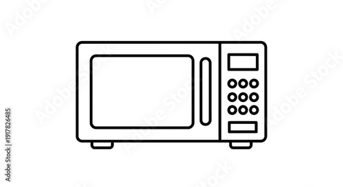 Simple Line Drawing of Microwave Oven.
