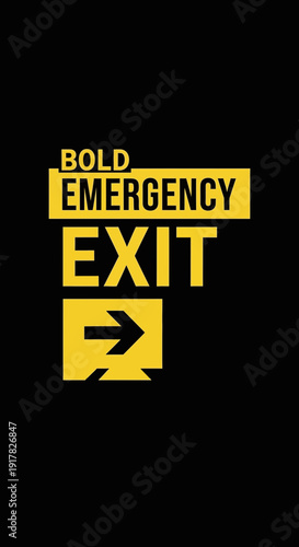 Distinctive Emergency Exit Signage: A Stark Yellow and Black Graphic Design Display