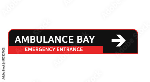 Emergency Entrance Sign Showing Direction to Ambulance Bay for Immediate Medical Assistance