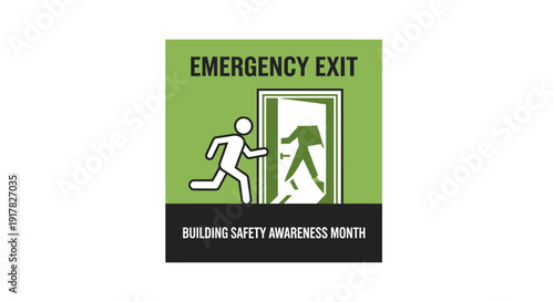 Emergency Escape Sign Illustrating Safety Awareness During Building Safety Month