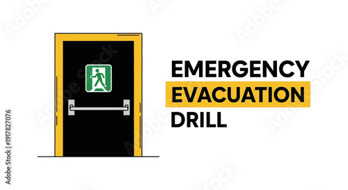 Emergency Evacuation Drill Sign Indicating Escape Route and Safety Procedure