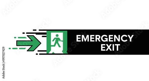 Emergency Exit Sign: Green and Black Design Illustrates a Pathway to Safety