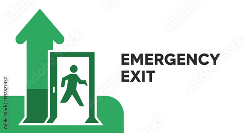 Emergency Exit Sign Illustrating Directional Guidance and Safe Passage in Case of Hazard