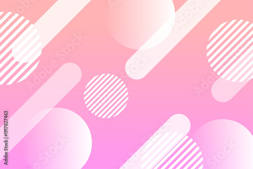 ピンク色のグラデーションが映えるポップな抽象幾何学背景イラスト