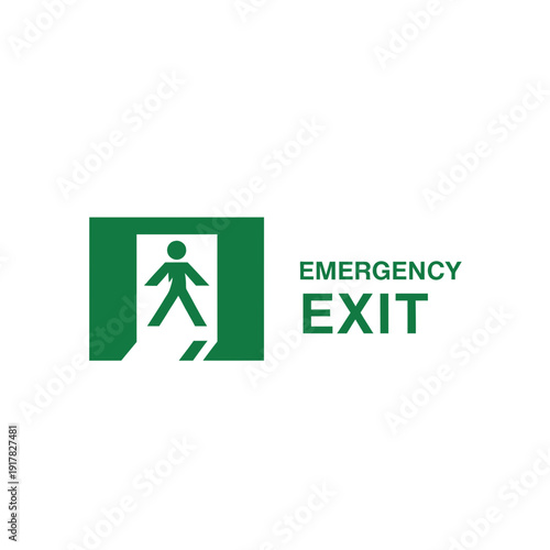 Emergency Exit Sign: Green Symbol Indicating Evacuation Route for Safety and Guidance