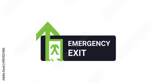 Emergency Exit Sign Illustrating Directional Guidance and Safety Protocol in Building Evacuations