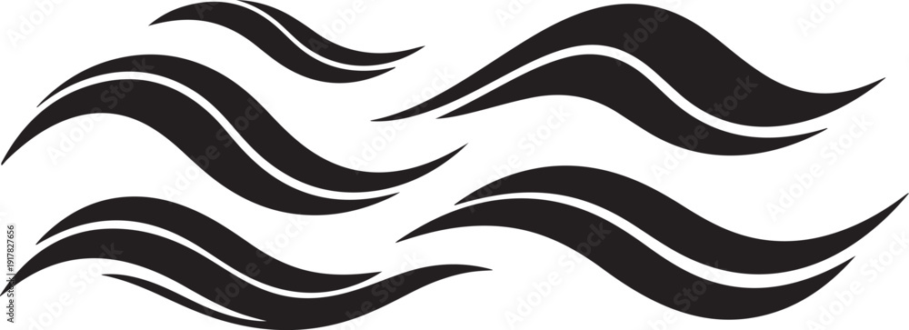 Fototapeta premium Black wavy lines on white background abstract design element