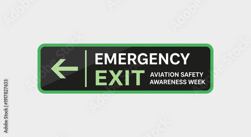 Emergency Exit Sign Illustrating Aviation Safety Awareness, Showing a Clear Path for Escape