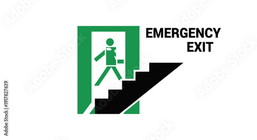 Emergency Exit Sign Illustrating Escape Path and Signifying Safety Measures for Buildings